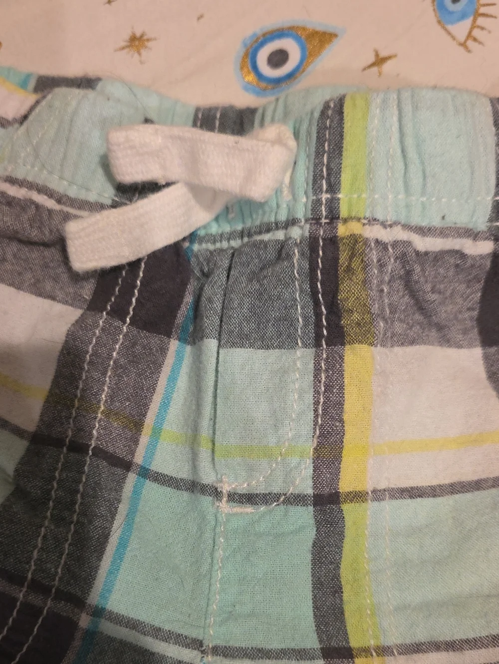 Jumping Beans Size 2 Mint, Gray & Yellow Plaid Pull-On Shorts